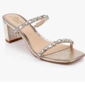Jewel Badgley Mischka Gold Rhinestone Heels